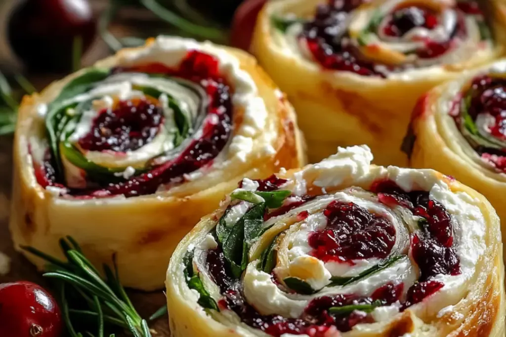 Cranberry Feta Pinwheels with Cream Cheese