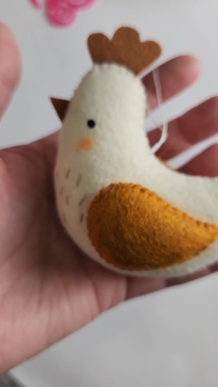 DIY Felt Plushie Chicken Ornament - Sewing PDF Pattern for Handmade Christmas Decor