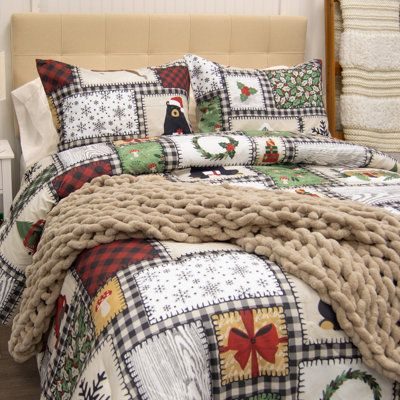 Donna Sharp Winter Cottage Comforter Set By Your Lifestyle Polyester/Polyfill in Black;brown;white;green;red;beige | King comforter + 2 King Pillowcases | Wayfair