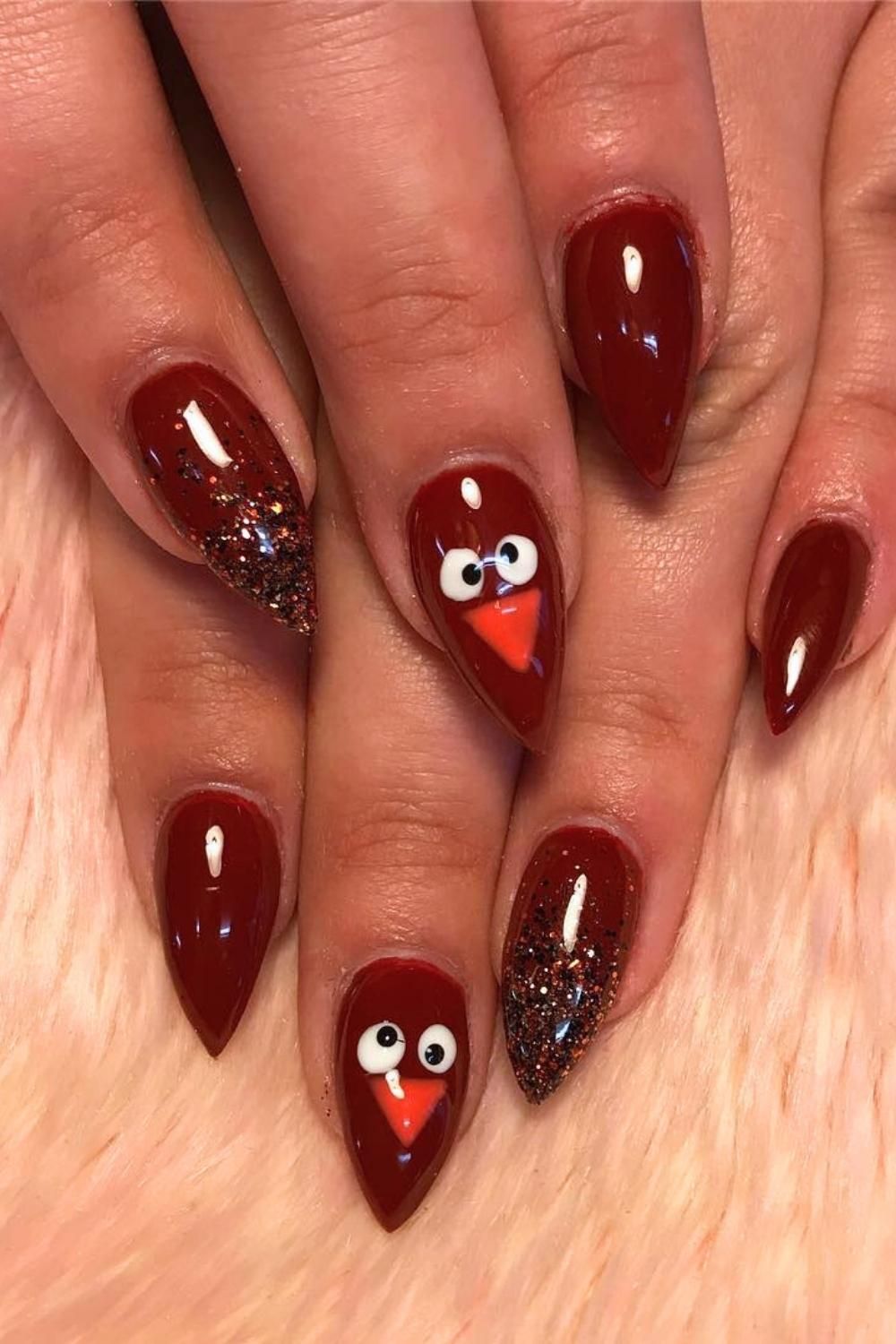 Eyes on the Sparkles Thanksgiving Nail Art Design