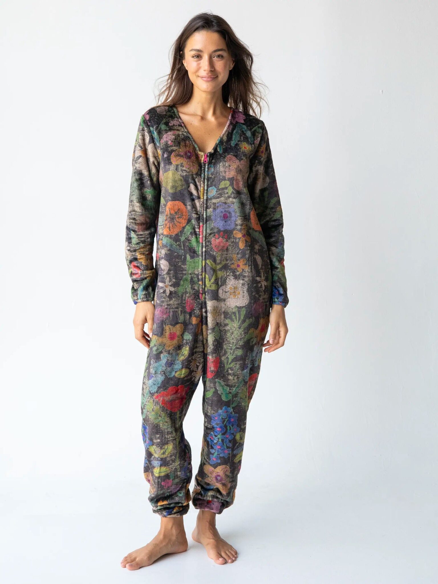 Fleece Onesie Pajamas - Wildflowers - XL