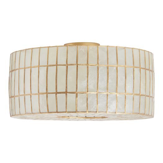 Gold Capiz Drum Flush Mount Ceiling Light by World Market