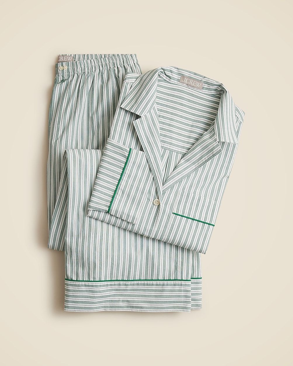 Pajama pant set in striped cotton poplin