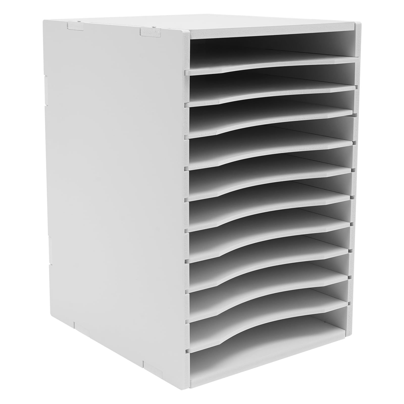 SanBouSi 11 Slots Vertical Desktop Sorter, Mail Organizer Vertical File Organizer Adjustable Shelve Paper Sorter Organizer Document Storage Rack for Office School Home White