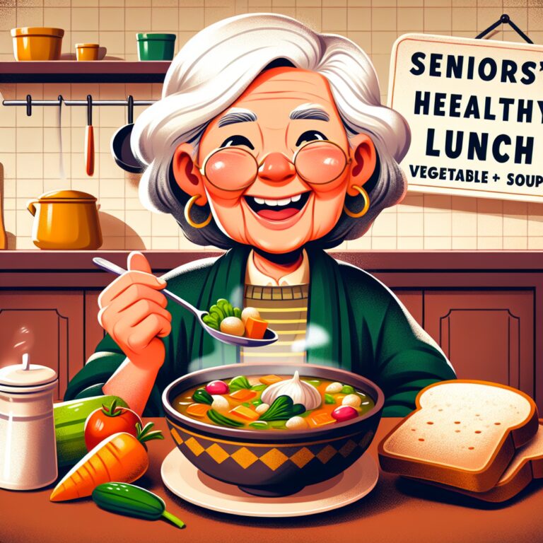 Seniors’ Healthy Lunch: Nutritious Vegetable Soup with Whole Grain Bread