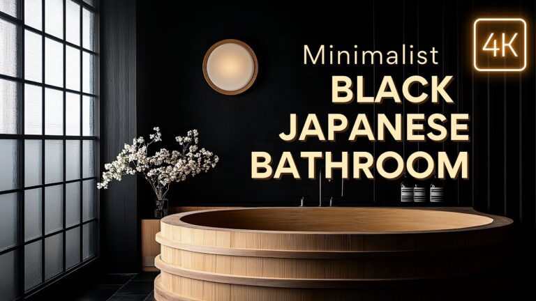 Serene and Luxurious: Minimalist Black Japanese Bathroom with Elegant and