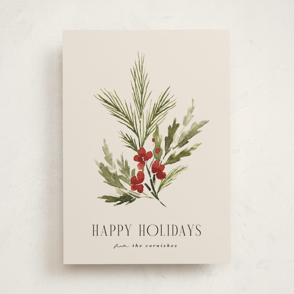 Simple Sprig Holiday Non-Photo Cards