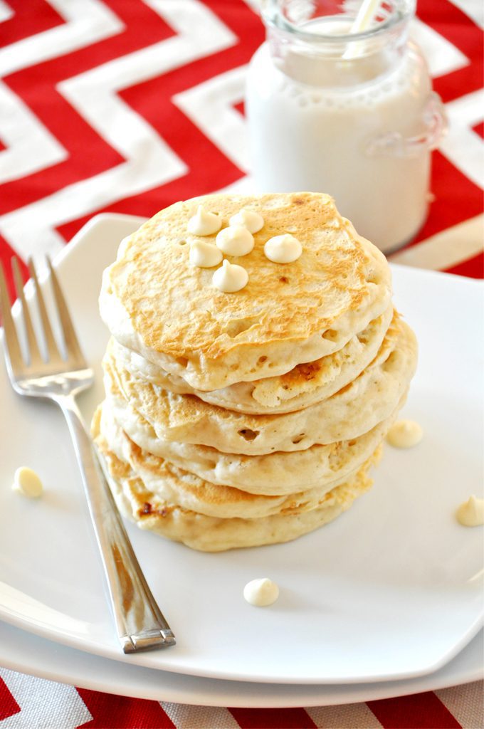 White Chocolate Macadamia Nut Pancakes