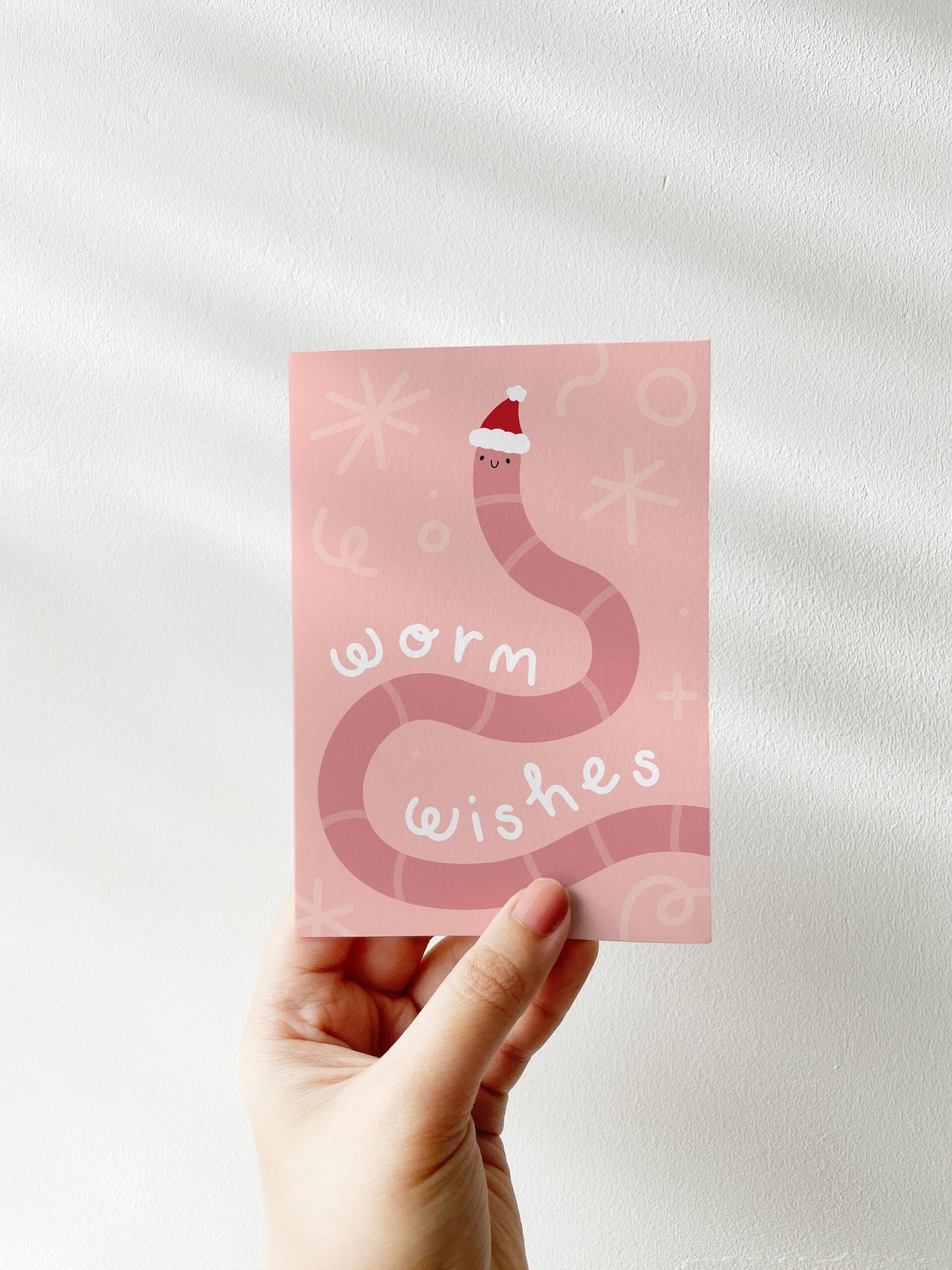 Worm Wishes - Christmas Holidays Cute Fun Greeting Card