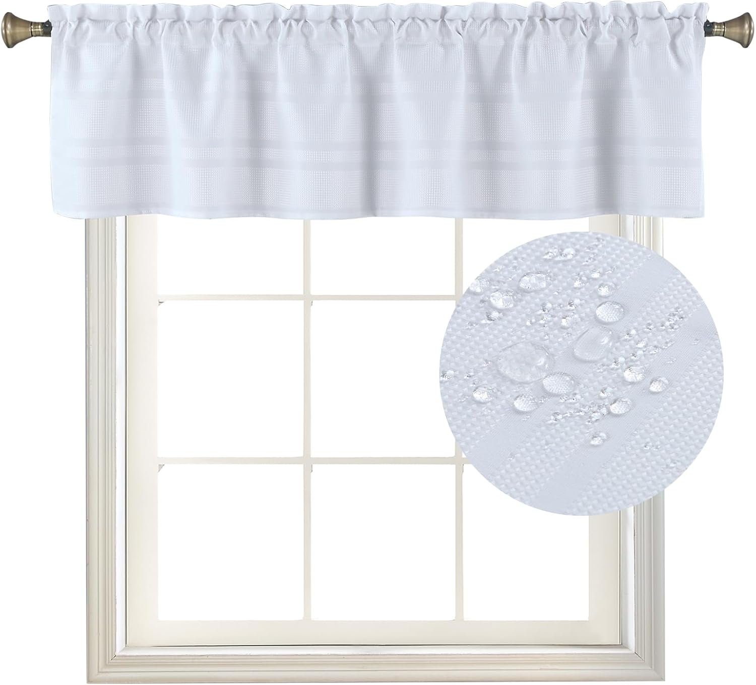 Home Queen Waffle Curtain Valance Window Treatment for Kitch