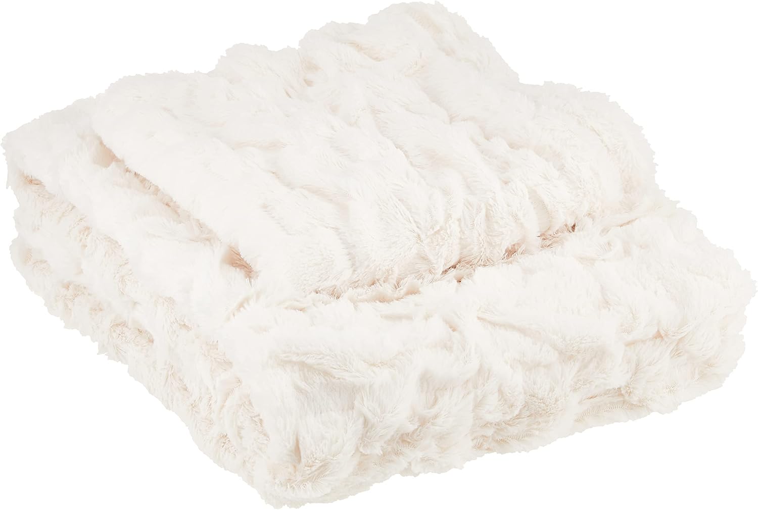 Comfort Spaces Ruched Faux Fur Plush Piece Throw Blanket