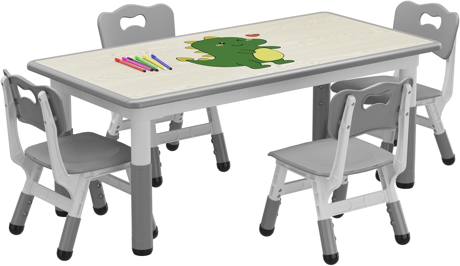 Kids Table and Chair Set, Height Adjustable Toddler Table an