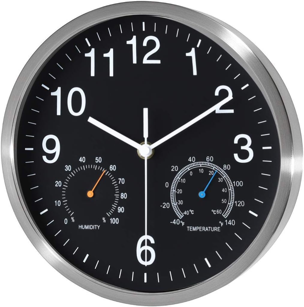 Non Ticking Silent Wall Clock, Inch, Black, Quartz Analog