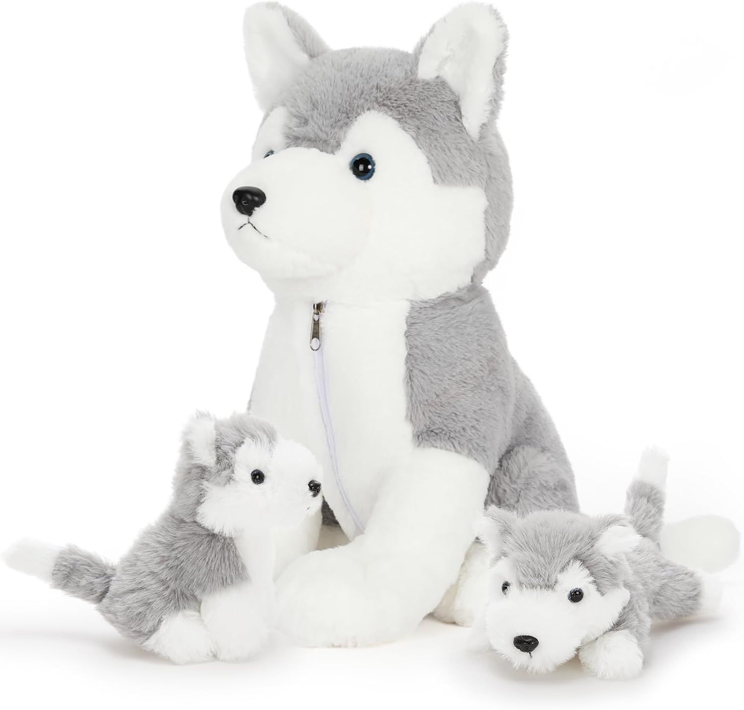 Muiteiur Dog Stuffed Animal Soft Plush Husky Zippered Belly