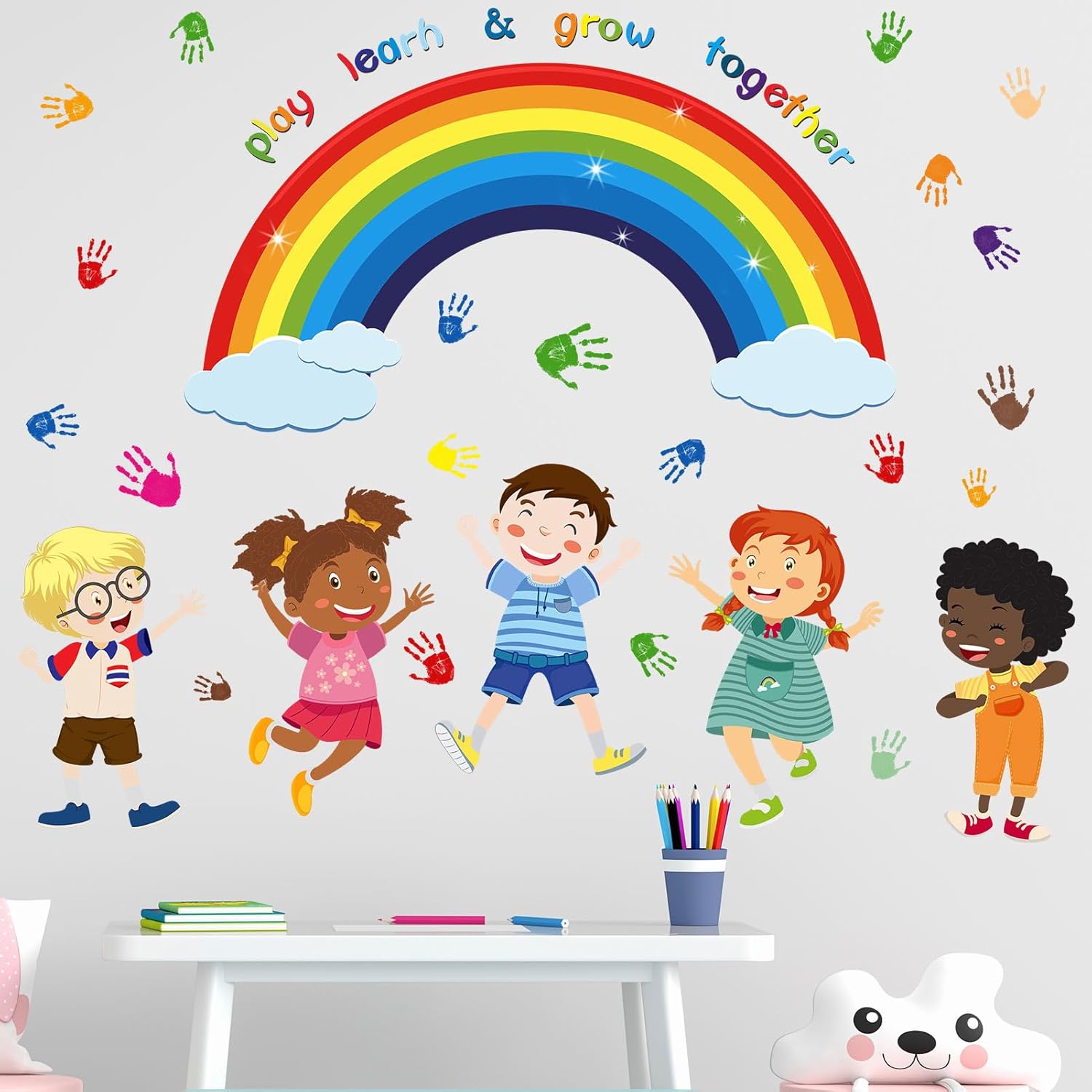 Play Learn & Grow Together Wall Stickers Inspirational Quo