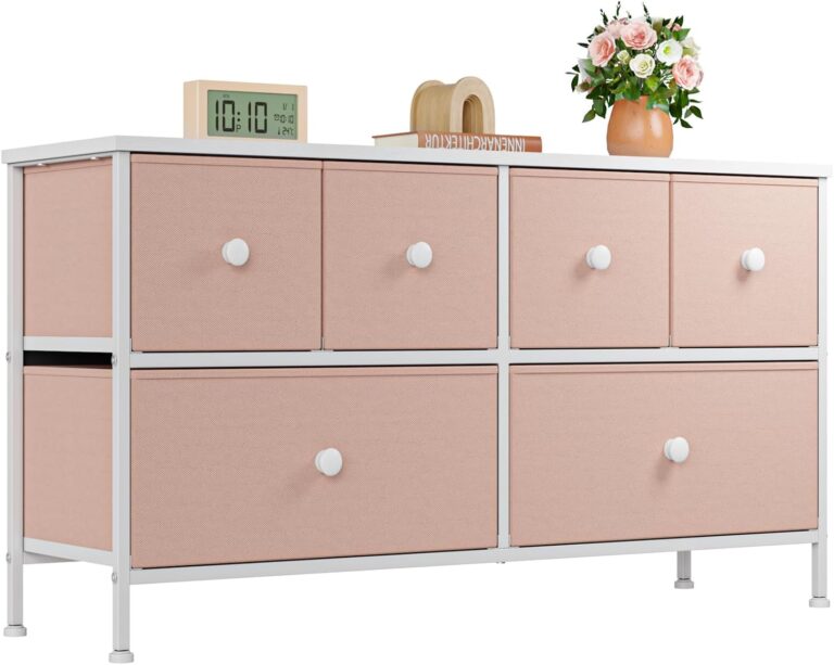 EnHomee Pink Dresser for Bedroom with Drawers, Wide Dresse