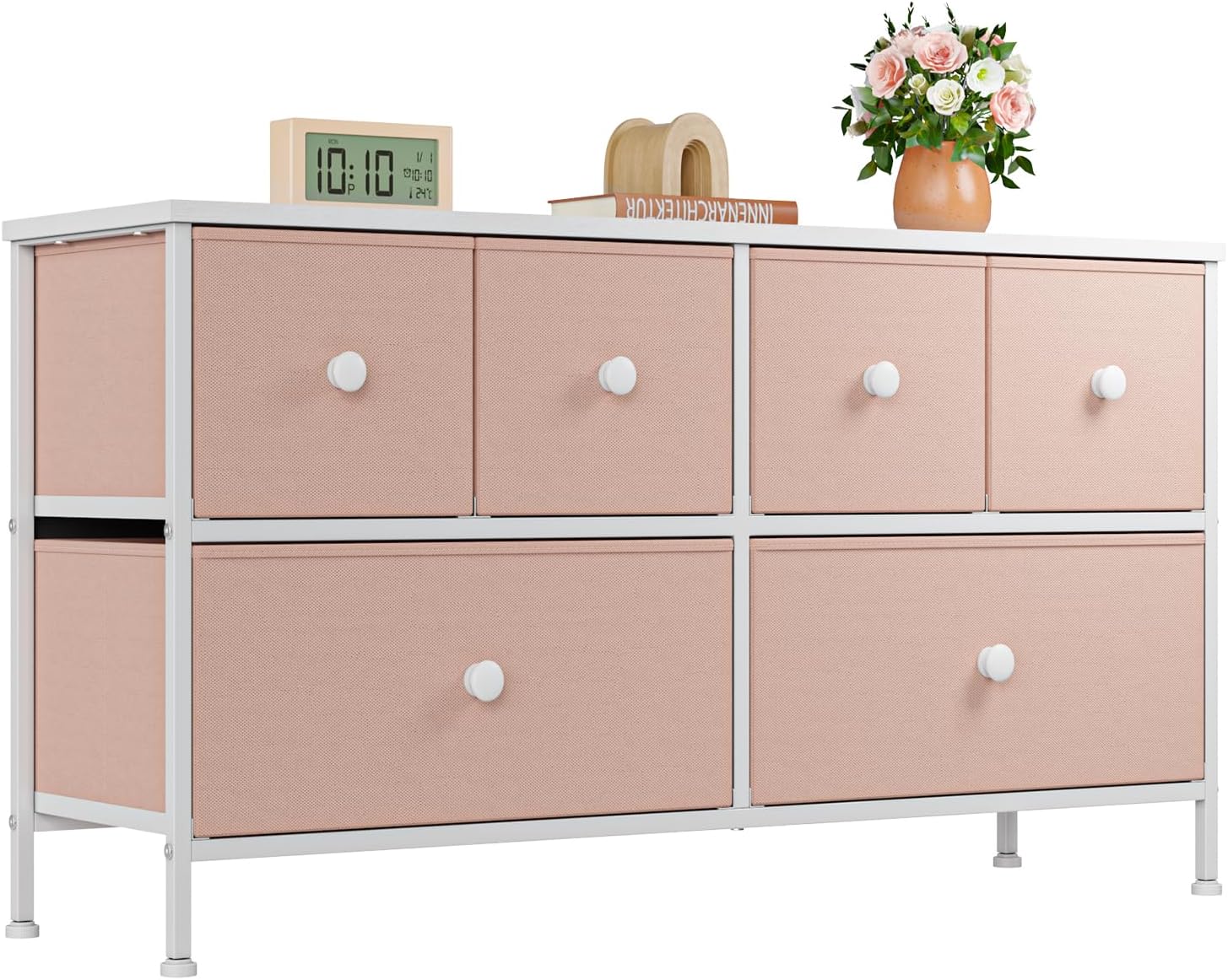 EnHomee Pink Dresser for Bedroom with Drawers, Wide Dresse