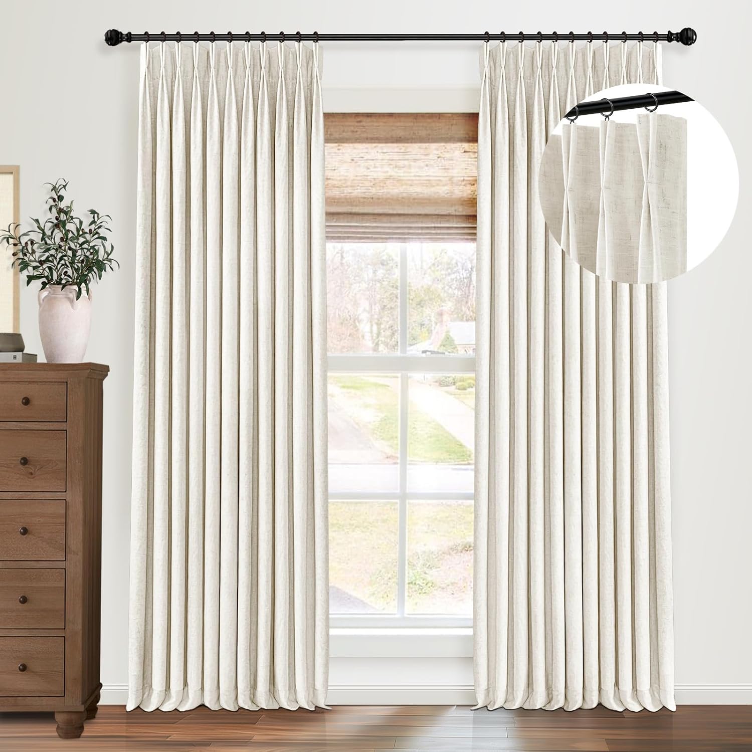 Linen Pinch Pleated Curtains % Blackout Curtains Pinch Pl