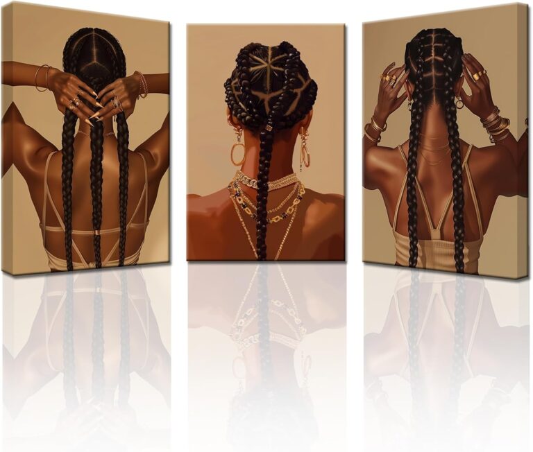 PBXBJY Black Woman Canvas Wall Art Boho Black Female Paintin