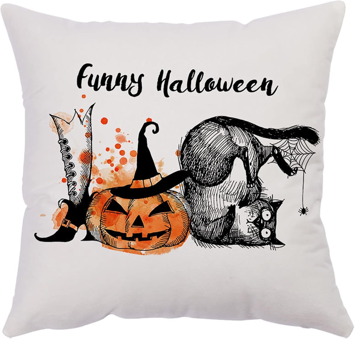 Happy Halloween Pillowcase Pumpkin Cushion Covers Black Cat