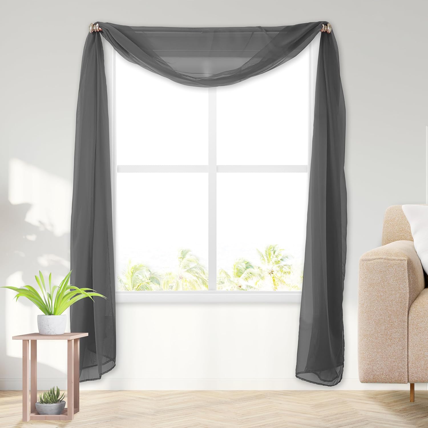 Elegant Comfort Lightweight Sheer Voile Window Scarf Valance