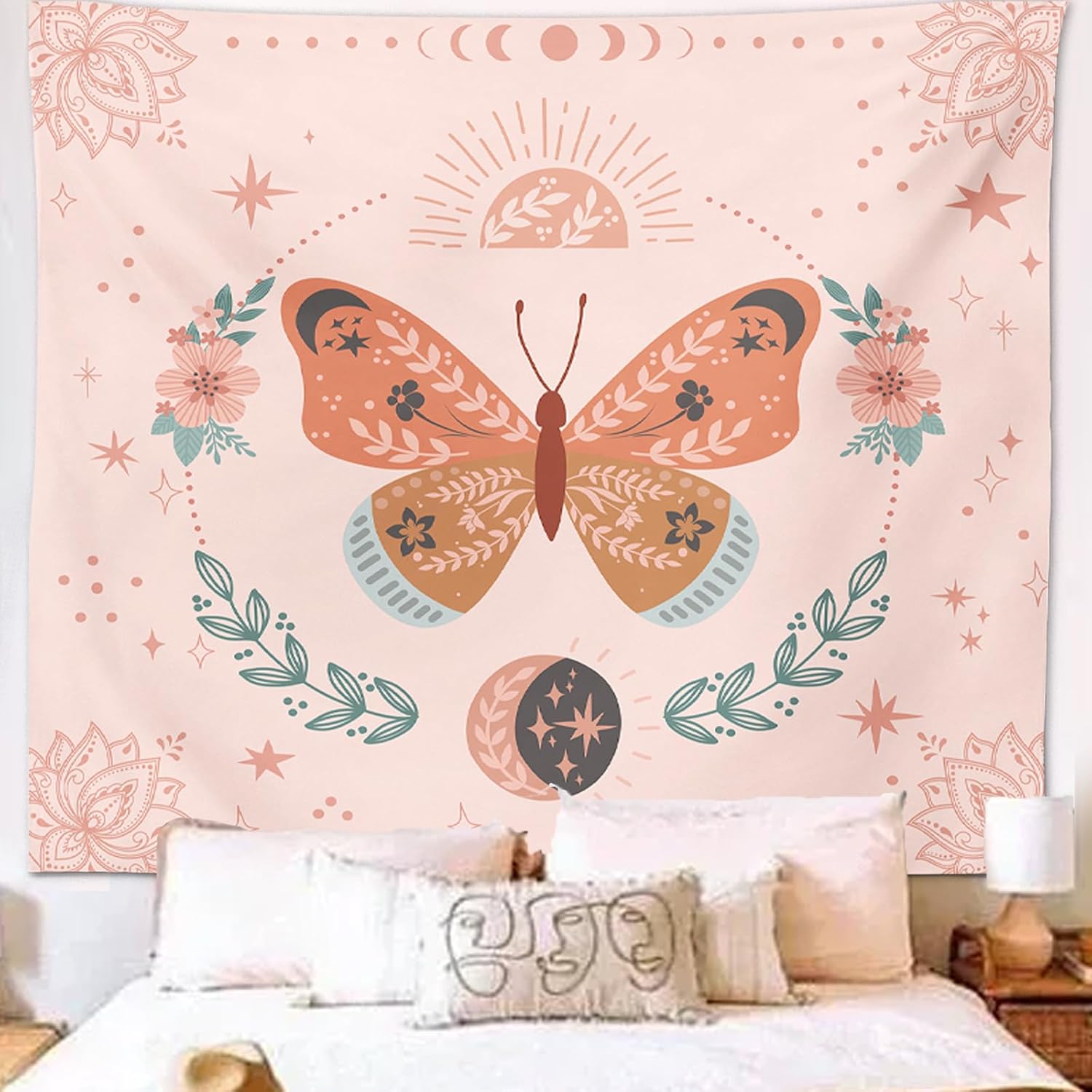 Avinyl Pink Butterfly Tapestry for Teen Girl Bedroom Aesthet