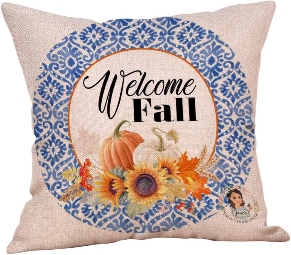 Halloween Pillowcase Welcome Fall Cushion Covers Pumpkin Wai