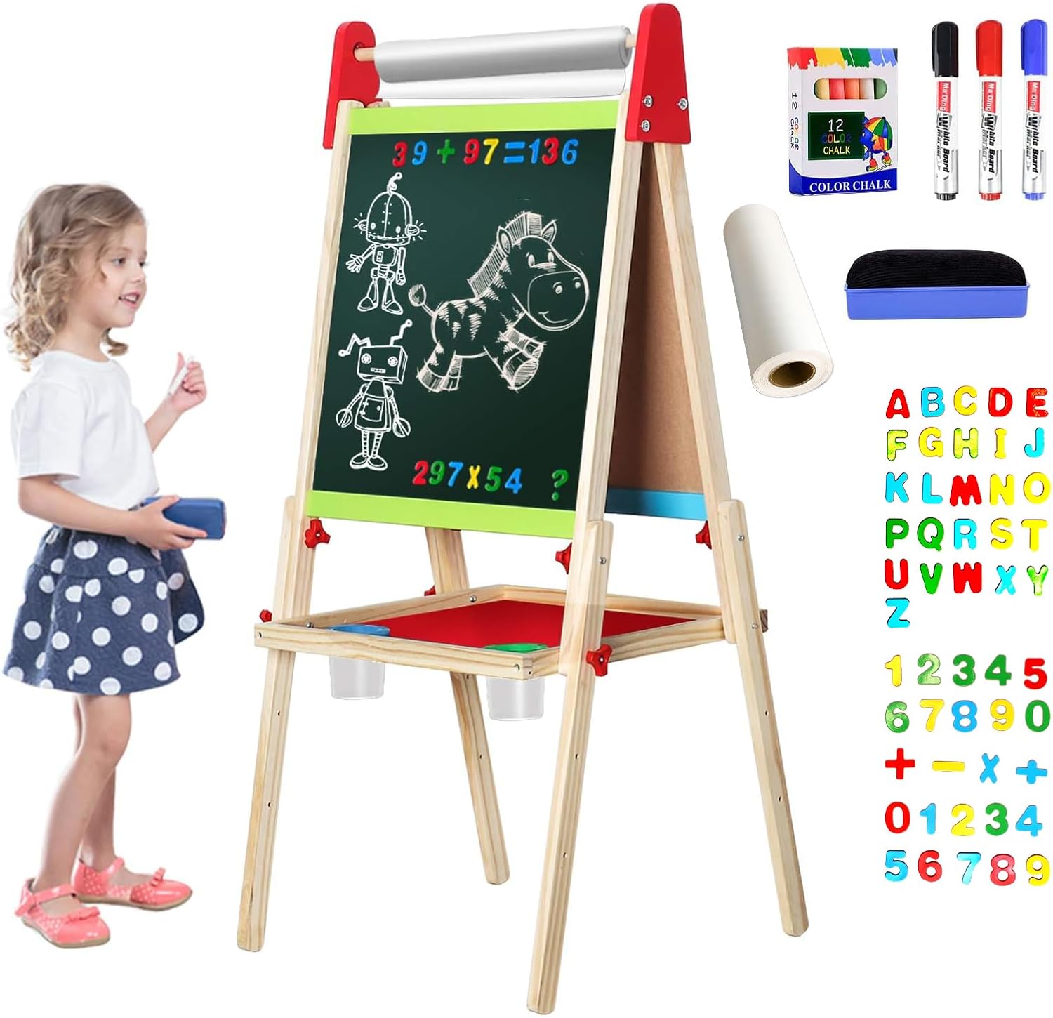 Easel for Kids, Gimlife White Board Art Easel Chalkboard Dou