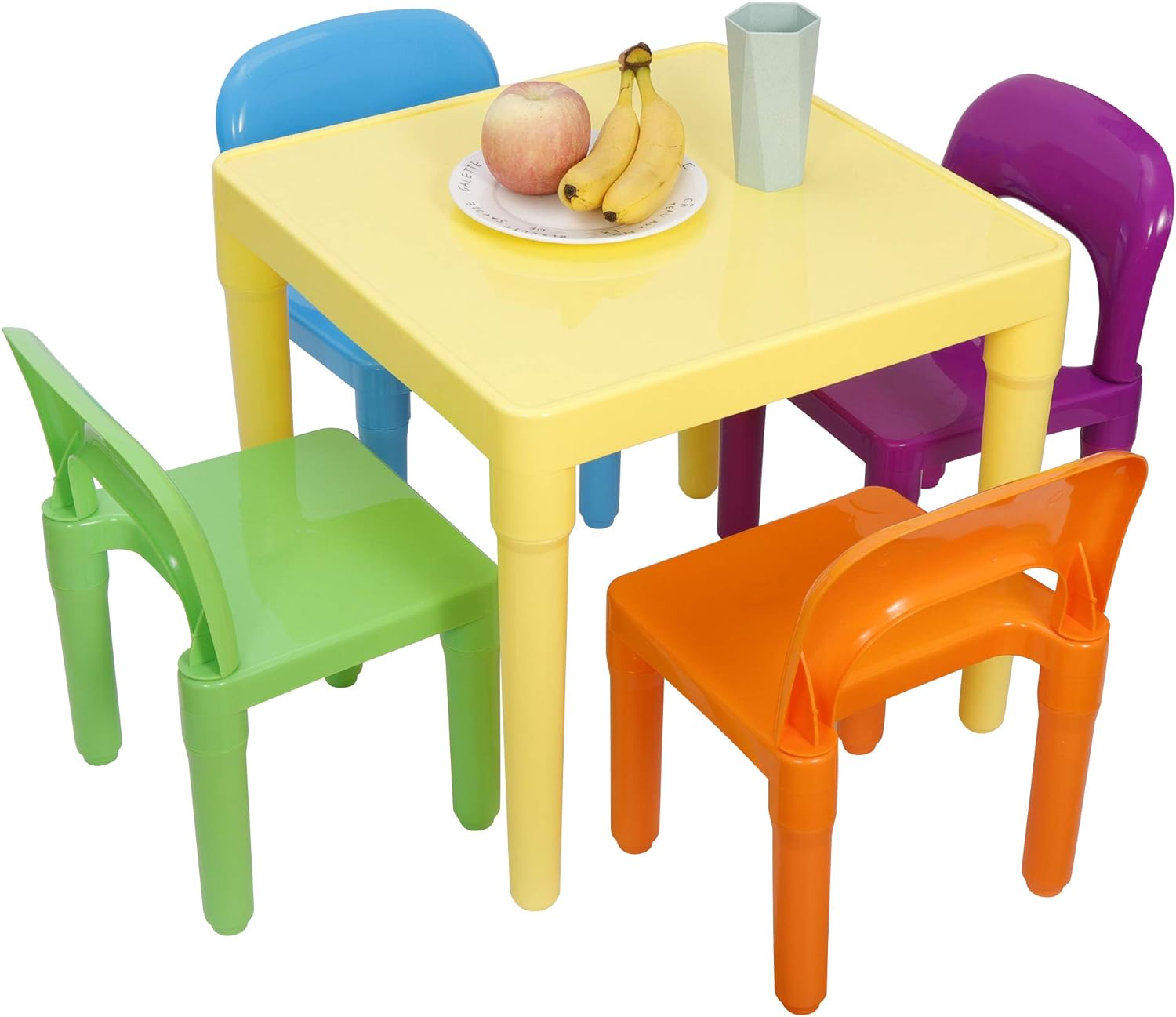 ZENY Kids Plastic Table and Chairs Set, Multicolor Play