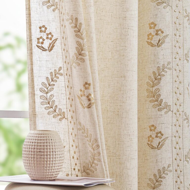 jinchan Linen Curtains Floral Curtains for Bedroom Boho Curt