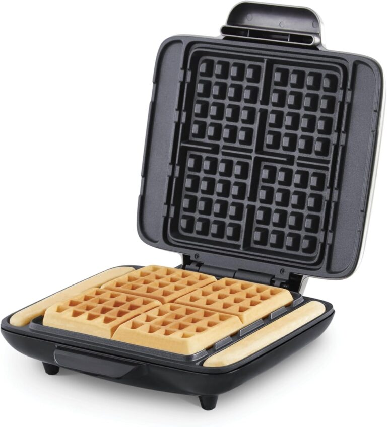 DASH No Drip Waffle Maker Four Waffle Molds, Nonstick Waff