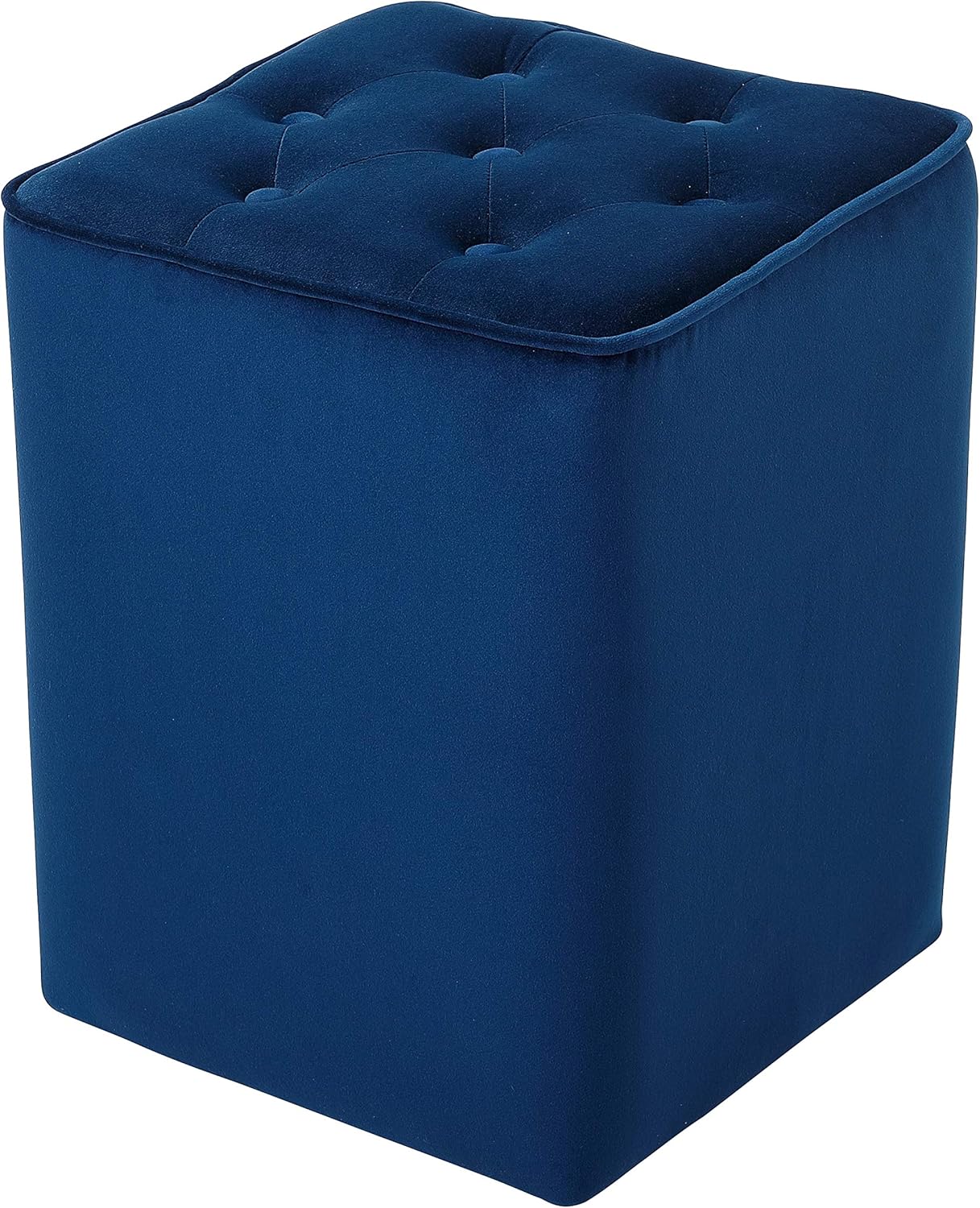 BIRDROCK HOME Tufted Navy Velvet Ottoman Foot Stool Square