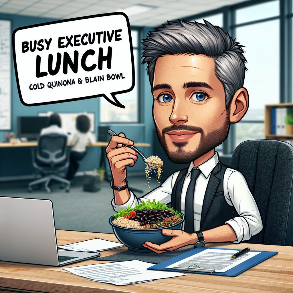 Busy Executive Lunch: Cold Quinoa and Black Bean Bowl