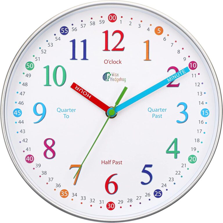 Learning Clock for Kids, Silent Non Ticking, Telling Time Te