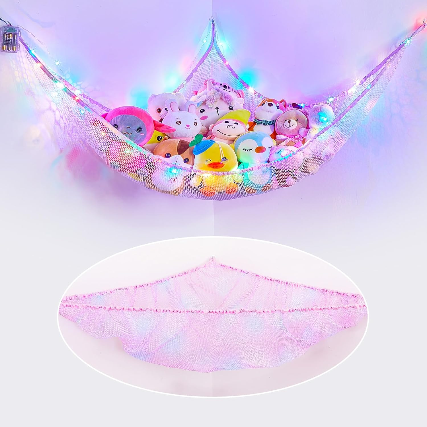 Basumee Stuffed Animals Net or Hammock with LED Light Hangin