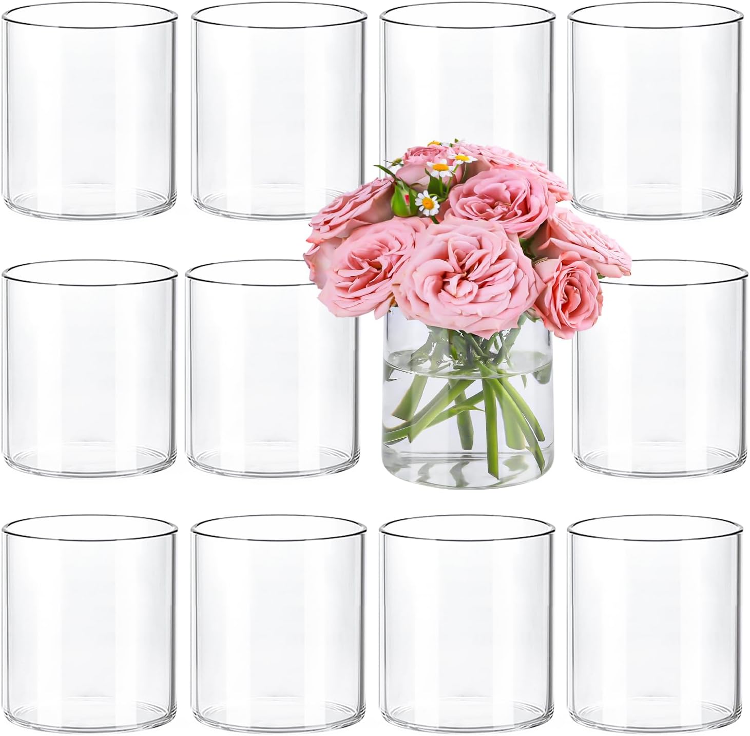 pcs Glass Cylinder Vases for Centerpieces, Inch Clear Fl