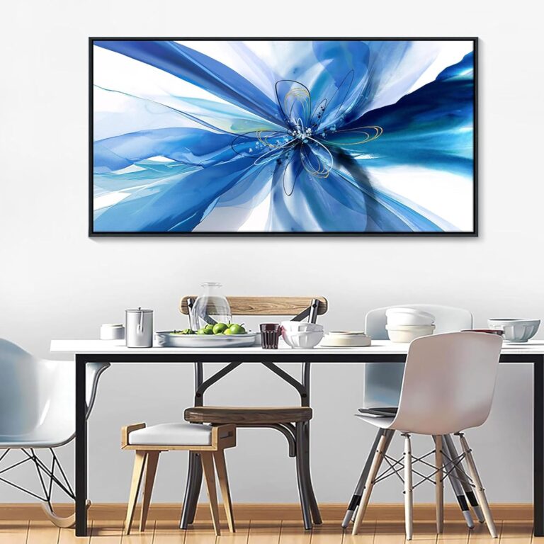 HKDGOKA Abstract Canvas Wall Art Blue White Gradient Abstr